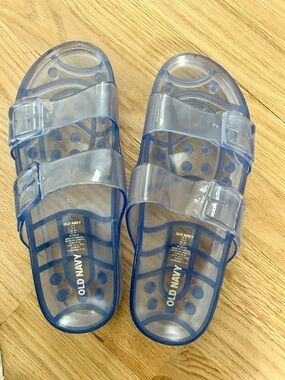 Old Navy Transparent Light Blue Jelly Slide Sandals